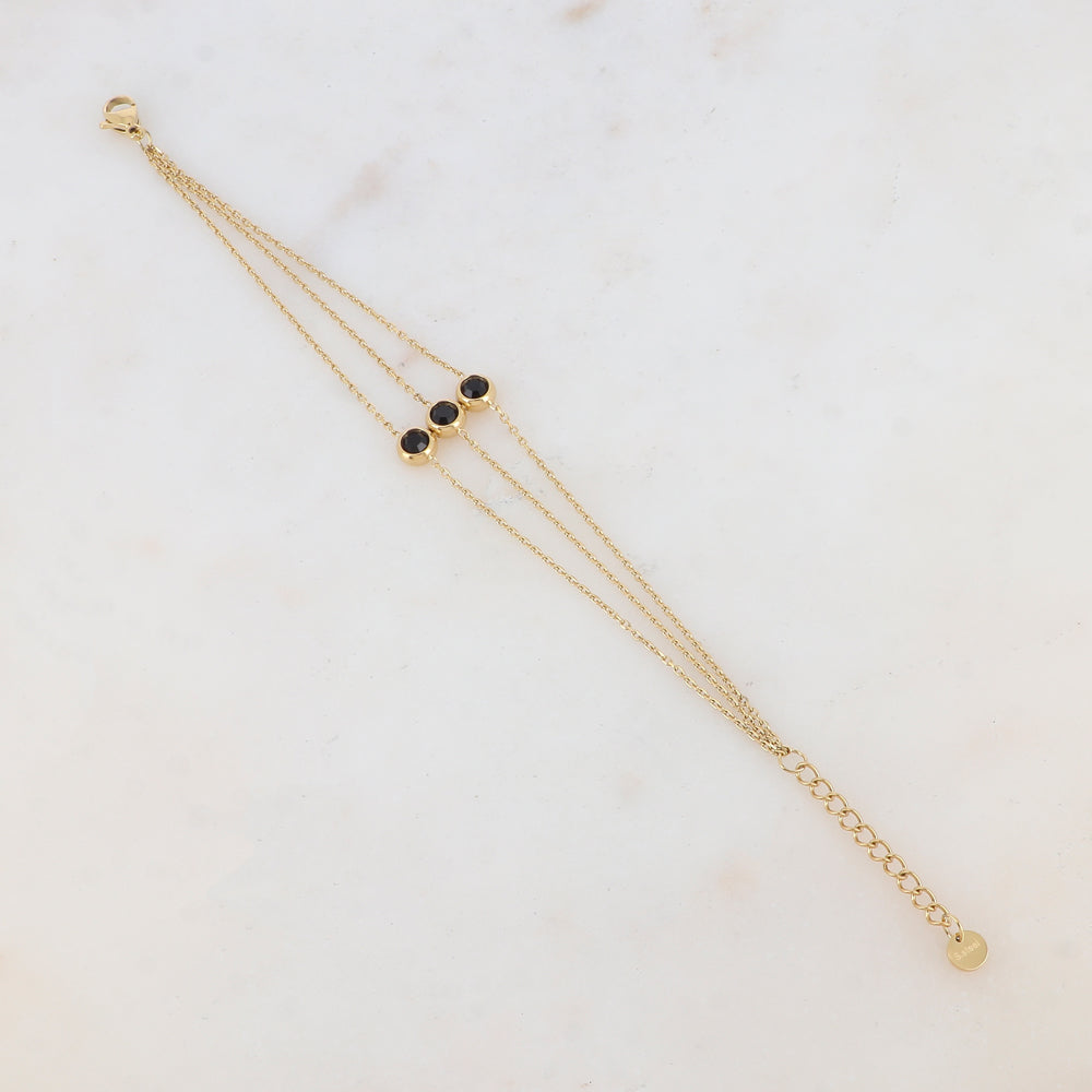 Bracelet trois rangs avec 3 strass