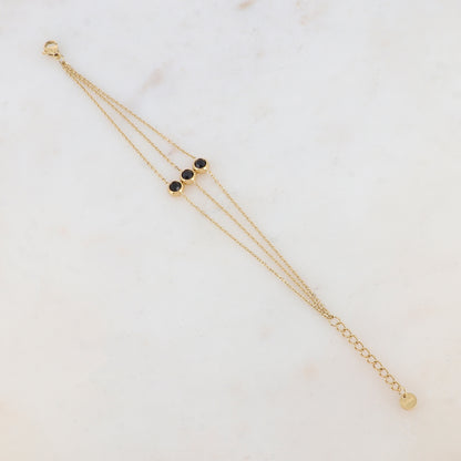 Bracelet trois rangs avec 3 strass