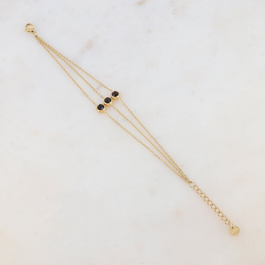 Bracelet trois rangs avec 3 strass