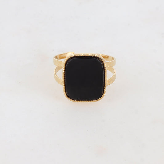 Bague 2 rangs avec pierre naturelle - Onyx