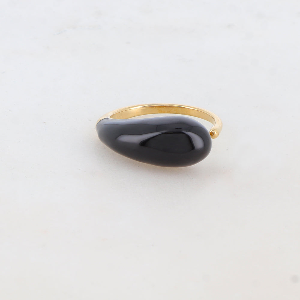 Bague fine avec émail - Noir