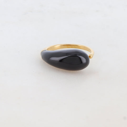 Bague fine avec émail - Noir