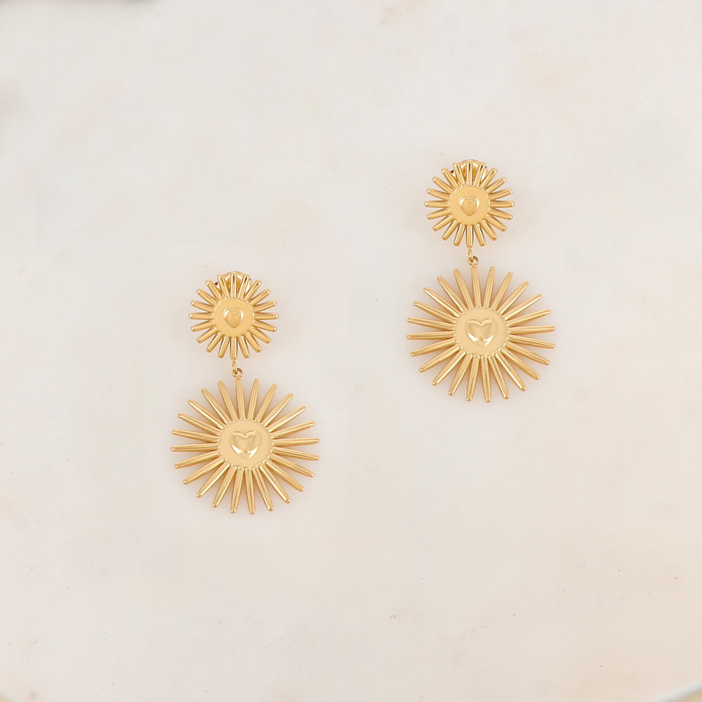 B.O à puce avec 2 soleils et 2 cœurs 2,5 cm x 4,3 cm