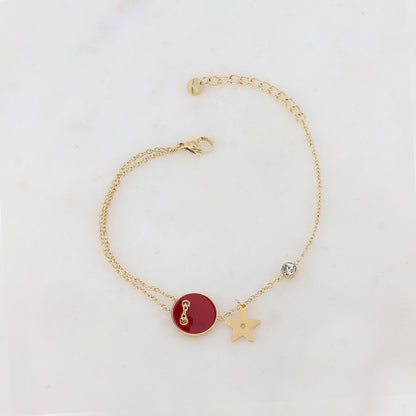 Bracelet avec étoile, oxyde de zirconium, bouton émaillé