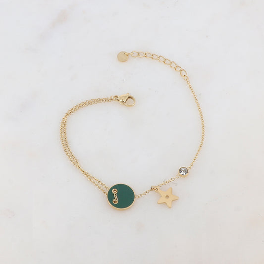 Bracelet avec étoile, oxyde de zirconium, bouton émaillé