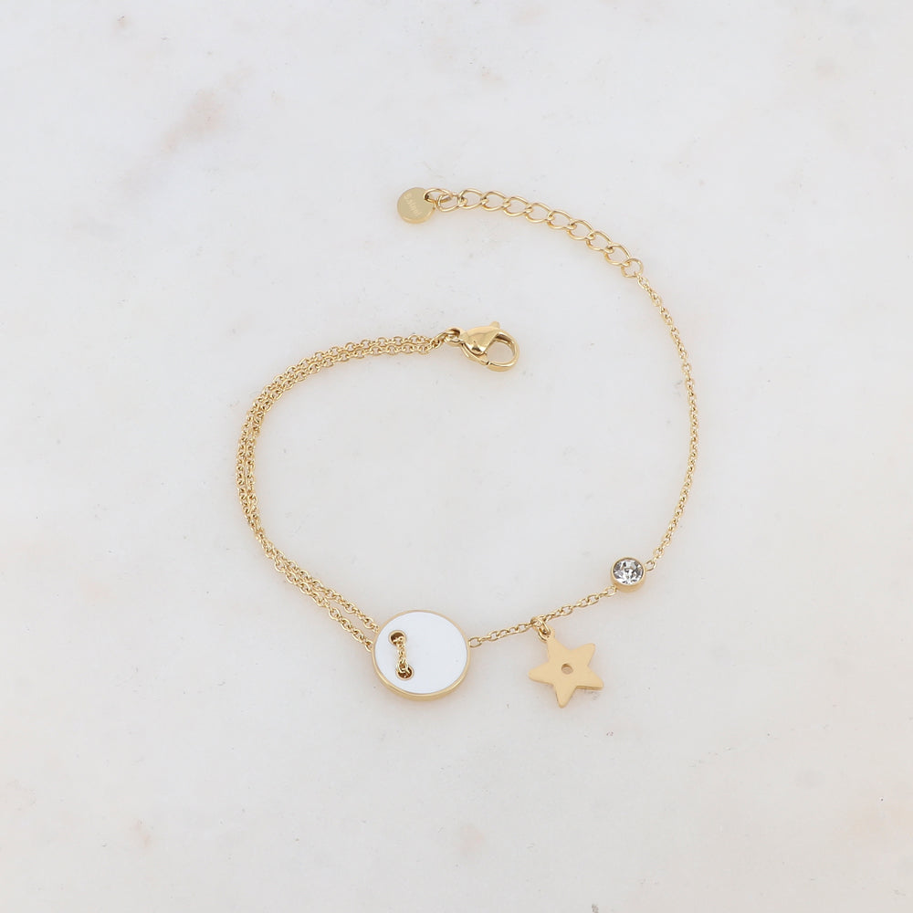 Bracelet avec étoile, oxyde de zirconium, bouton émaillé