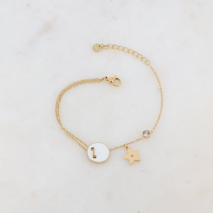 Bracelet avec étoile, oxyde de zirconium, bouton émaillé