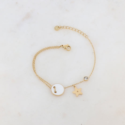 Bracelet avec étoile, oxyde de zirconium, bouton émaillé