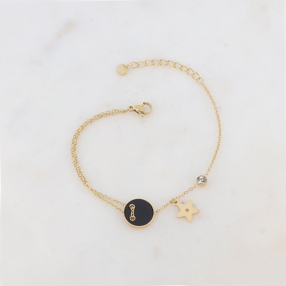 Bracelet avec étoile, oxyde de zirconium, bouton émaillé