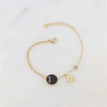 Bracelet avec étoile, oxyde de zirconium, bouton émaillé