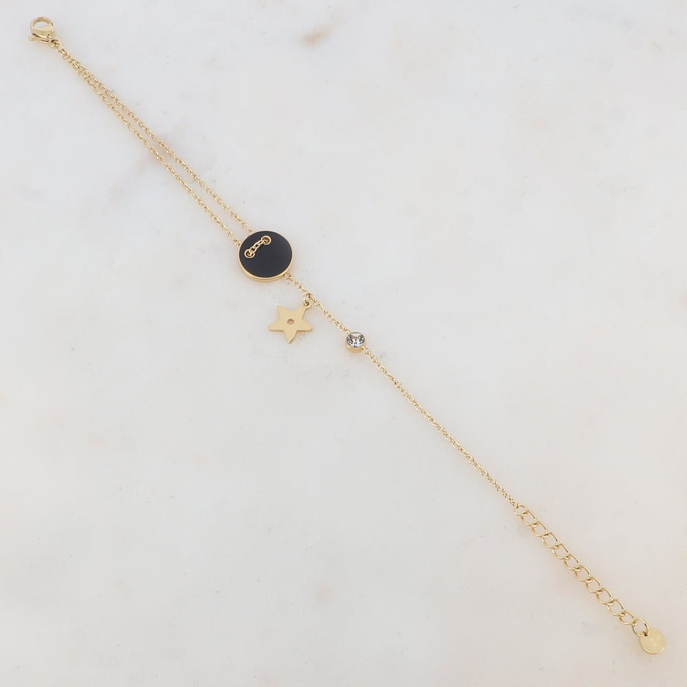 Bracelet avec étoile, oxyde de zirconium, bouton émaillé