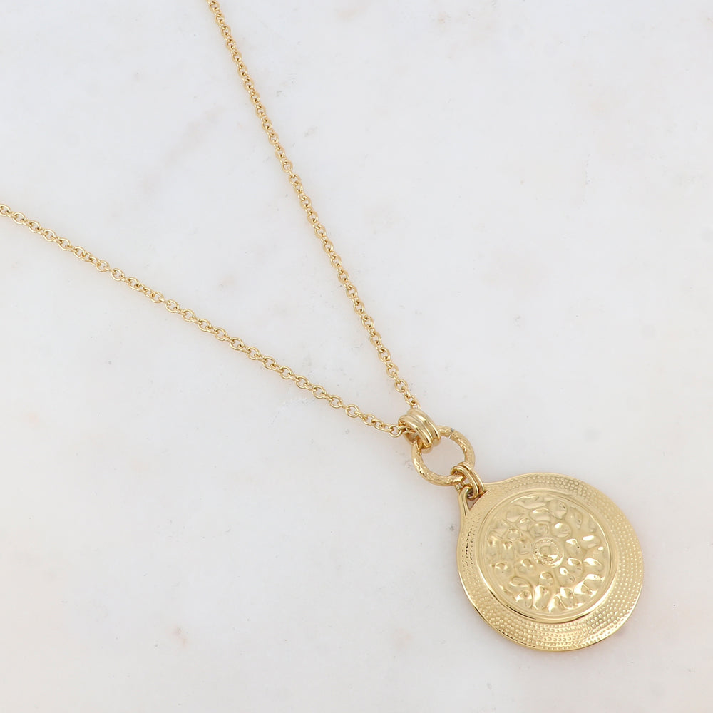 Sautoir avec pendentif rond martelé (70+10CM)
