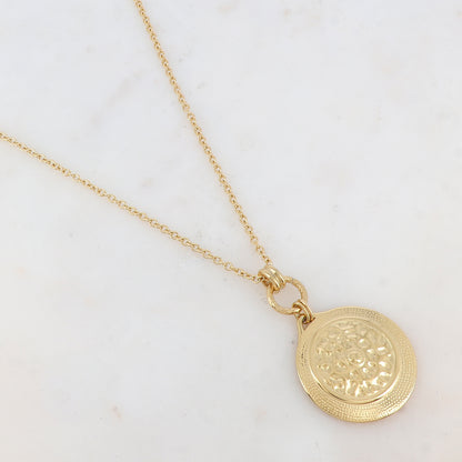 Sautoir avec pendentif rond martelé (70+10CM)