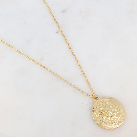 Sautoir avec pendentif rond martelé (80+10CM)