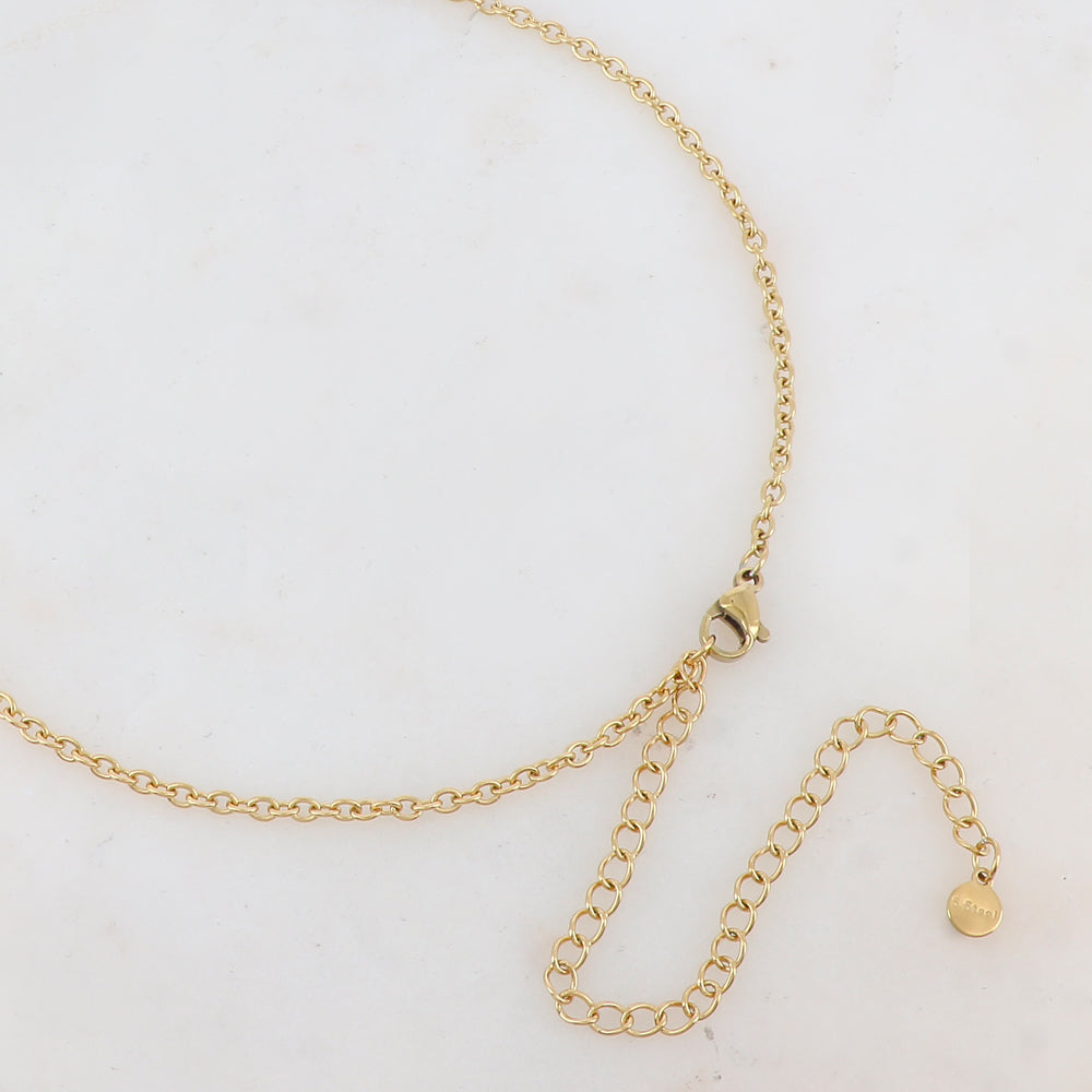Sautoir avec pendentif rond martelé (80+10CM)
