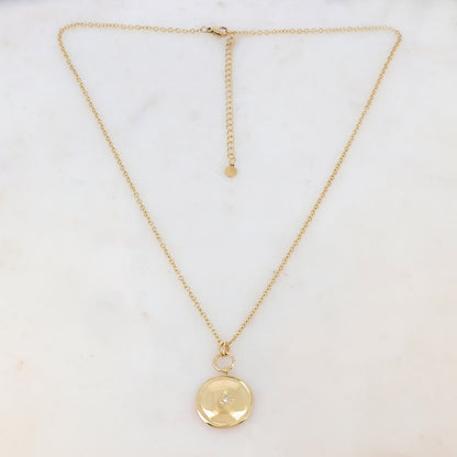 Collier avec pendentif rond, étoile et strass (50+7CM)