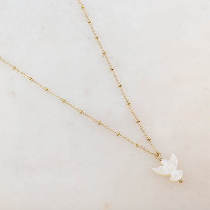 Collier avec pendentif oiseau en nacre (40+5CM)