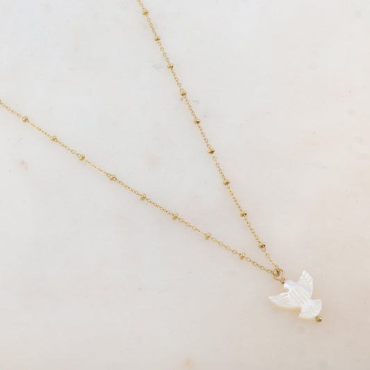 Collier avec pendentif oiseau en nacre (40+5CM)