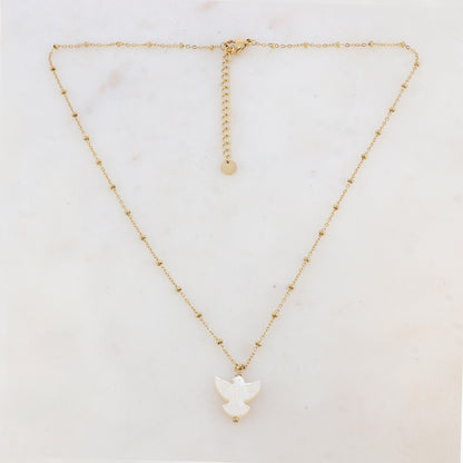 Collier avec pendentif oiseau en nacre (40+5CM)