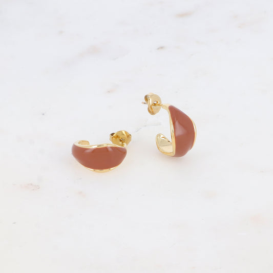 Créoles à puce avec émail 1,7 cm.