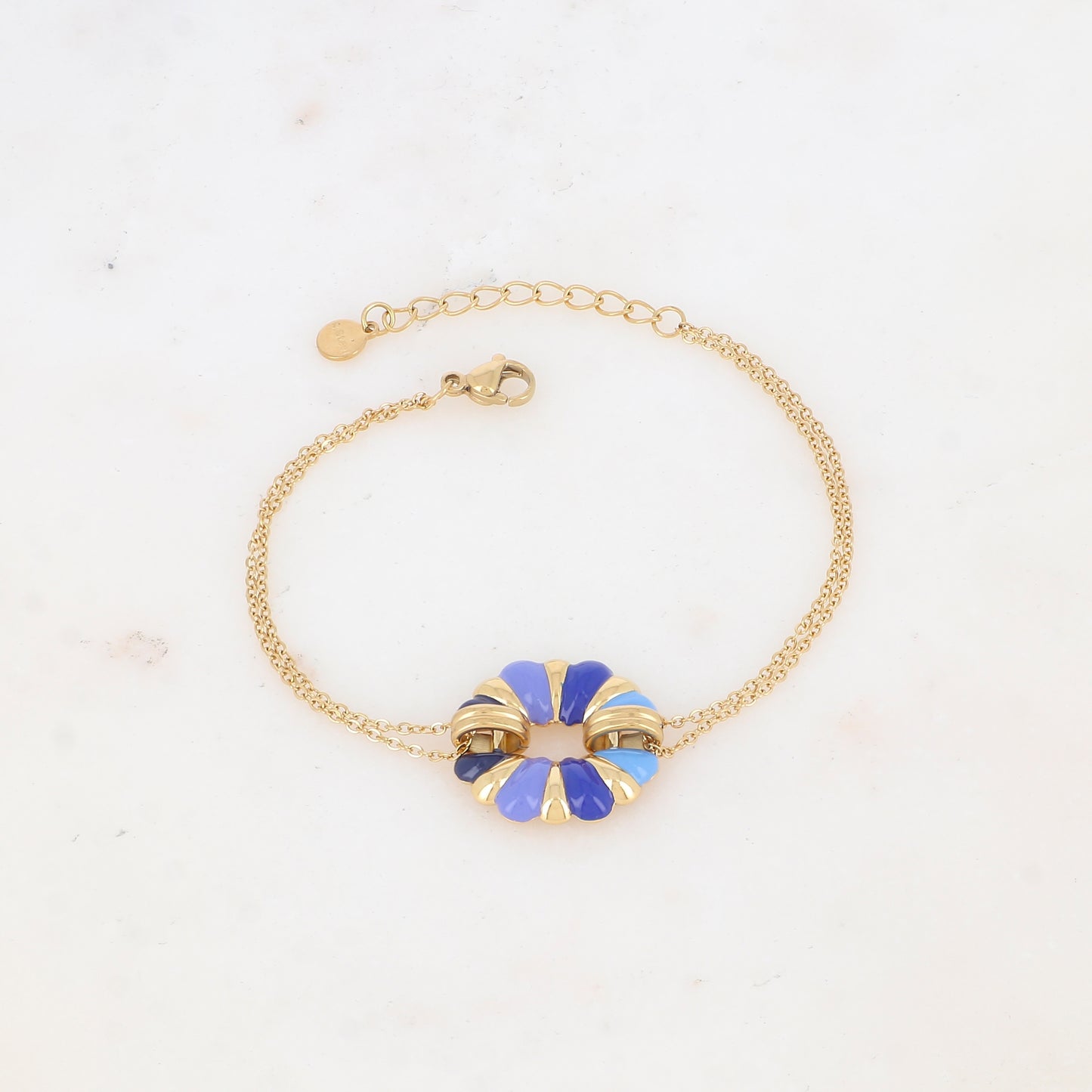 Bracelet double rangs avec pièce émailée