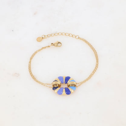 Bracelet double rangs avec pièce émailée