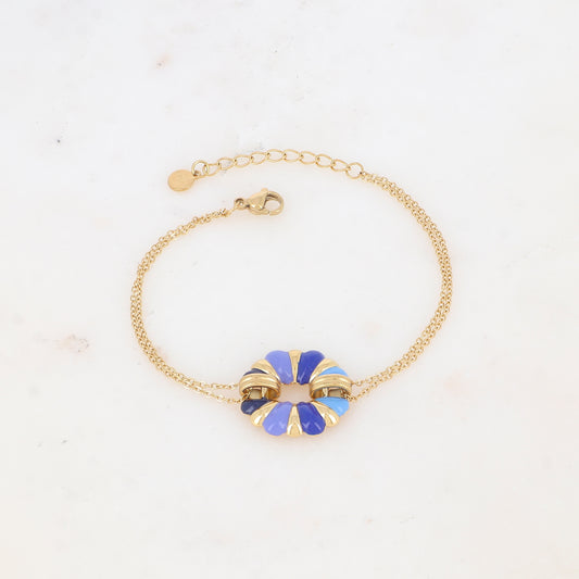 Bracelet double rangs avec pièce émailée