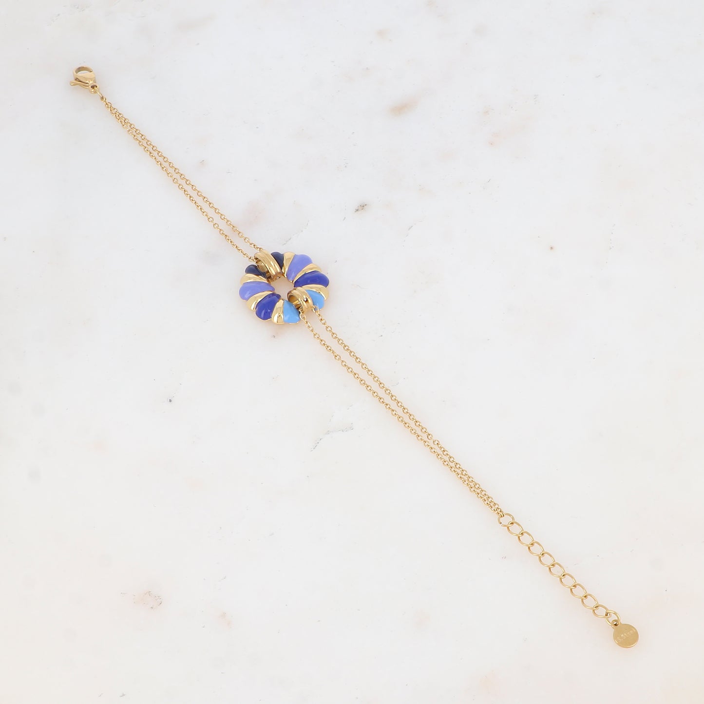 Bracelet double rangs avec pièce émailée