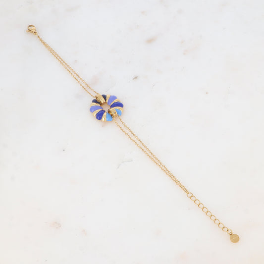 Bracelet double rangs avec pièce émailée