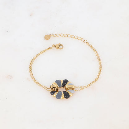 Bracelet double rangs avec pièce émailée