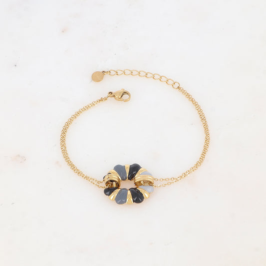 Bracelet double rangs avec pièce émailée