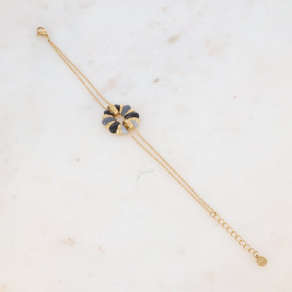 Bracelet double rangs avec pièce émailée