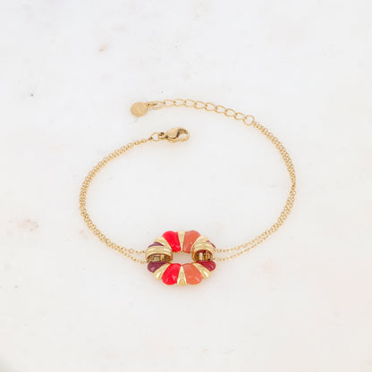 Bracelet double rangs avec pièce émailée
