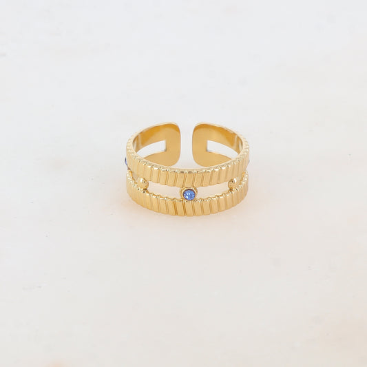 Bague 2 rangs avec strass