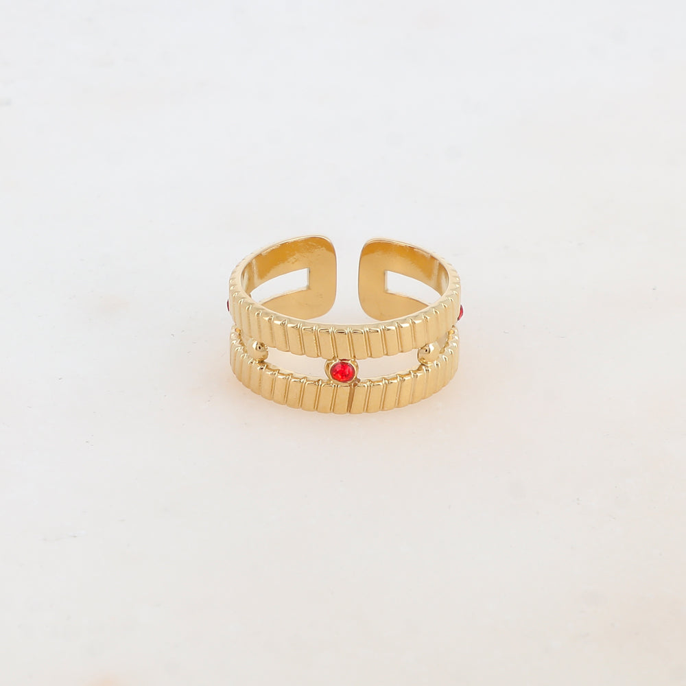 Bague 2 rangs avec strass