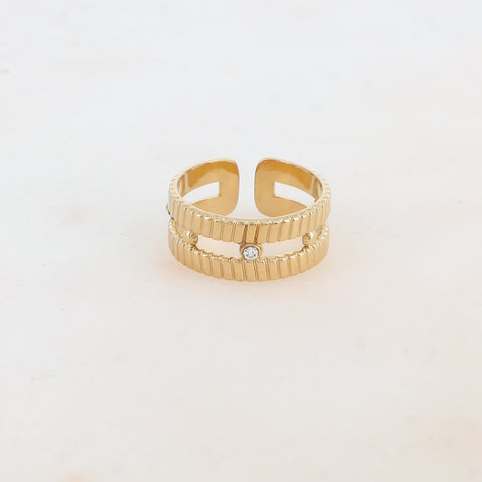 Bague 2 rangs avec strass