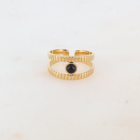 Bague 2 rangs avec pierre naturelle