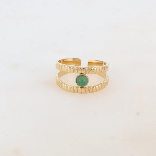 Bague 2 rangs avec pierre naturelle