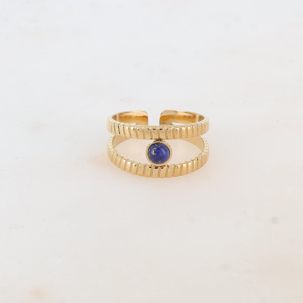 Bague 2 rangs avec pierre naturelle