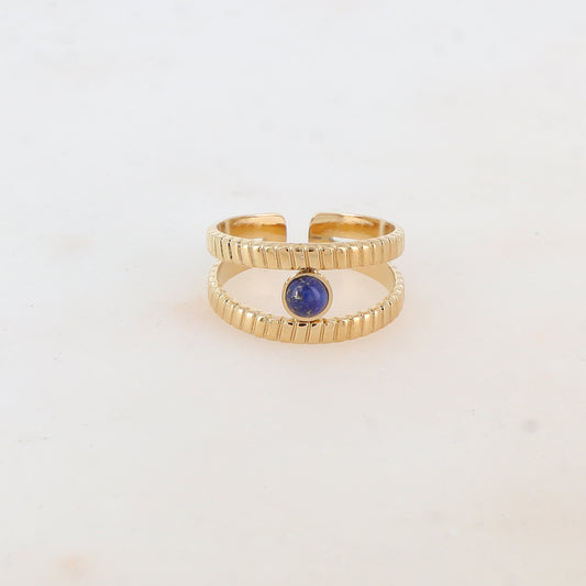 Bague 2 rangs avec pierre naturelle