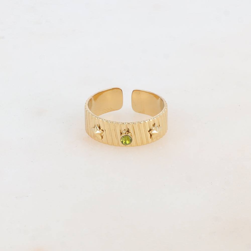 Bague avec 2 étoiles et 1 strass