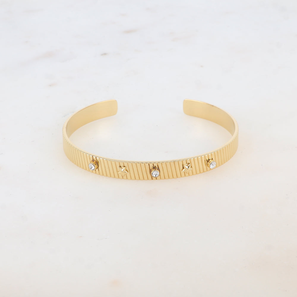 Jonc avec 2 étoiles et 3 strass