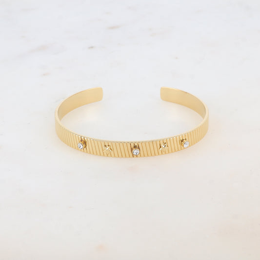 Jonc avec 2 étoiles et 3 strass