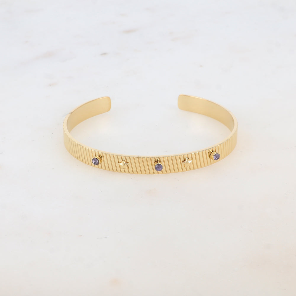 Jonc avec 2 étoiles et 3 strass