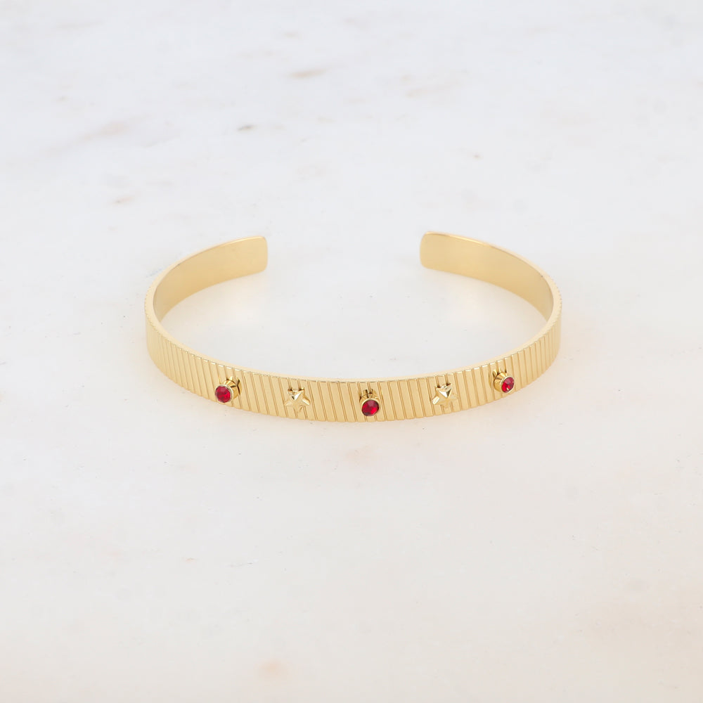 Jonc avec 2 étoiles et 3 strass