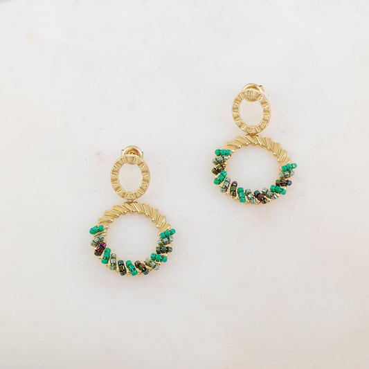 B.O à puce pendantes avec 2 anneaux, perles de rocaille 2,5 x 3,9 CM.