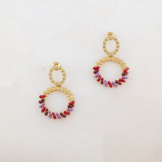 B.O à puce pendantes avec 2 anneaux, perles de rocaille 2,5 x 3,9 CM.