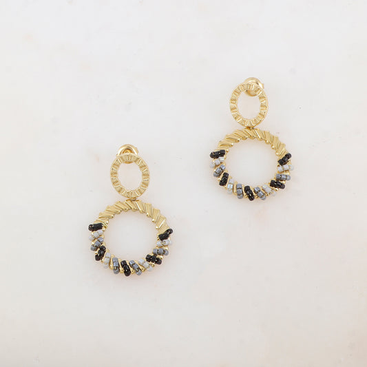 B.O à puce pendantes avec 2 anneaux, perles de rocaille 2,5 x 3,9 CM.