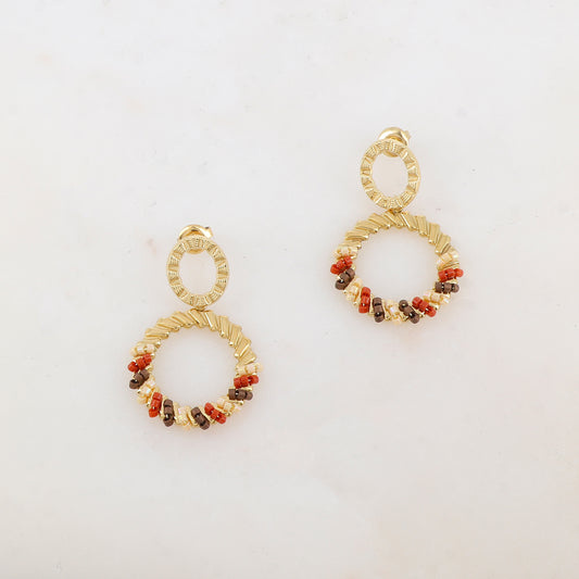 B.O à puce pendantes avec 2 anneaux, perles de rocaille 2,5 x 3,9 CM