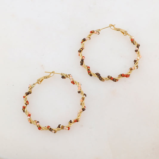 Créoles avec perles de rocaille 4,4 cm.